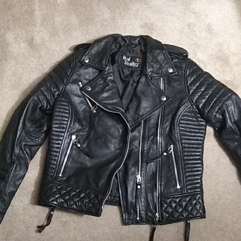 Women's leather biker jacket